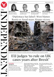The Independent () Newspaper Front Page for 8 December 2016