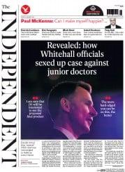 The Independent () Newspaper Front Page for 8 January 2016