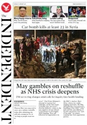 The Independent () Newspaper Front Page for 8 January 2018
