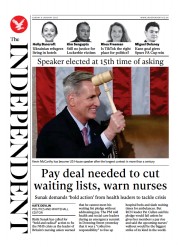 The Independent () Newspaper Front Page for 8 January 2023