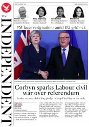 The Independent () Newspaper Front Page for 8 February 2019