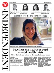 The Independent () Newspaper Front Page for 8 March 2021