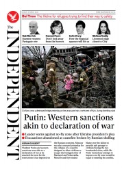 The Independent () Newspaper Front Page for 8 March 2022