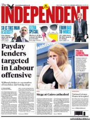 The Independent () Newspaper Front Page for 8 April 2013