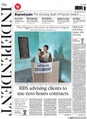 The Independent () Newspaper Front Page for 8 April 2014