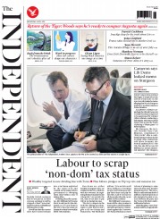 The Independent () Newspaper Front Page for 8 April 2015