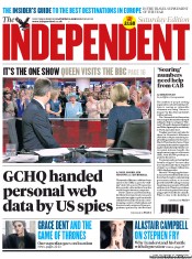 The Independent () Newspaper Front Page for 8 June 2013