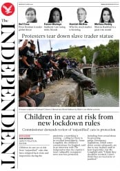 The Independent () Newspaper Front Page for 8 June 2020