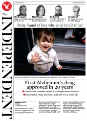 The Independent () Newspaper Front Page for 8 June 2021