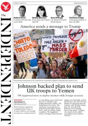 The Independent () Newspaper Front Page for 8 August 2019