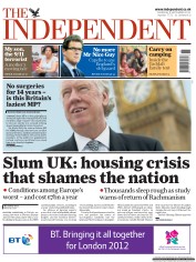 The Independent () Newspaper Front Page for 8 September 2011