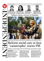 The Independent () Newspaper Front Page for 8 September 2021
