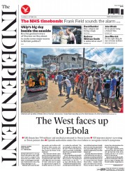 The Independent () Newspaper Front Page for 9 October 2014