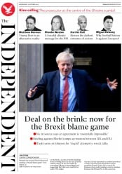 The Independent () Newspaper Front Page for 9 October 2019