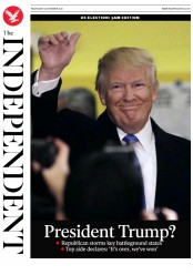 The Independent () Newspaper Front Page for 9 November 2016
