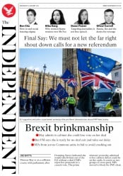 The Independent () Newspaper Front Page for 9 January 2019