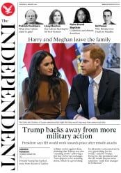 The Independent () Newspaper Front Page for 9 January 2020