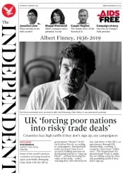 The Independent () Newspaper Front Page for 9 February 2019