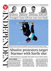 The Independent () Newspaper Front Page for 9 February 2022
