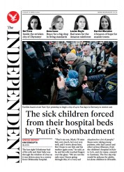 The Independent () Newspaper Front Page for 9 March 2022