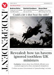 The Independent () Newspaper Front Page for 9 April 2016