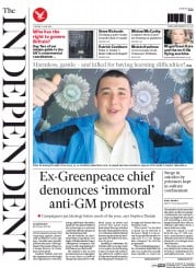 The Independent () Newspaper Front Page for 9 June 2015