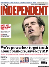 The Independent () Newspaper Front Page for 9 July 2012
