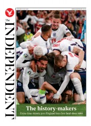The Independent () Newspaper Front Page for 9 July 2021