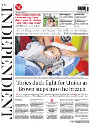 The Independent () Newspaper Front Page for 9 September 2014