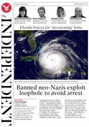 The Independent () Newspaper Front Page for 9 September 2017