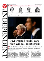 The Independent () Newspaper Front Page for 9 September 2021