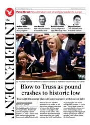 The Independent () Newspaper Front Page for 9 September 2022