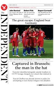 The Independent on Sunday () Newspaper Front Page for 10 July 2016