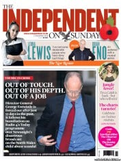 The Independent on Sunday () Newspaper Front Page for 11 November 2012