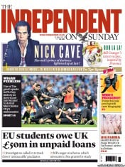The Independent on Sunday () Newspaper Front Page for 12 May 2013