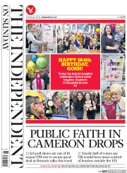 The Independent on Sunday () Newspaper Front Page for 14 February 2016