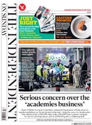 The Independent on Sunday () Newspaper Front Page for 15 February 2015