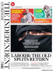 The Independent on Sunday () Newspaper Front Page for 17 May 2015