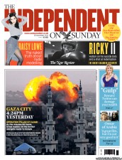 The Independent on Sunday () Newspaper Front Page for 18 November 2012