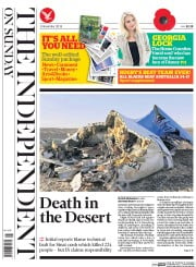The Independent on Sunday () Newspaper Front Page for 1 November 2015
