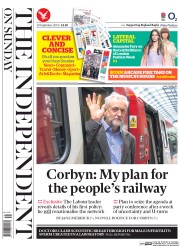 The Independent on Sunday () Newspaper Front Page for 20 September 2015