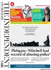 The Independent on Sunday () Newspaper Front Page for 21 September 2014