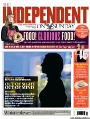 The Independent on Sunday () Newspaper Front Page for 25 November 2012