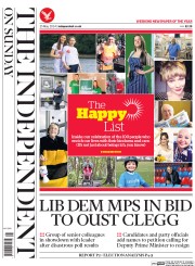 The Independent on Sunday () Newspaper Front Page for 25 May 2014