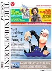 The Independent on Sunday () Newspaper Front Page for 27 April 2014