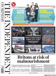 The Independent on Sunday () Newspaper Front Page for 28 December 2014