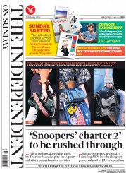 The Independent on Sunday () Newspaper Front Page for 28 February 2016