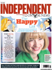 The Independent on Sunday () Newspaper Front Page for 28 April 2013