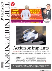 The Independent on Sunday () Newspaper Front Page for 29 December 2013