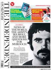 The Independent on Sunday () Newspaper Front Page for 29 June 2014